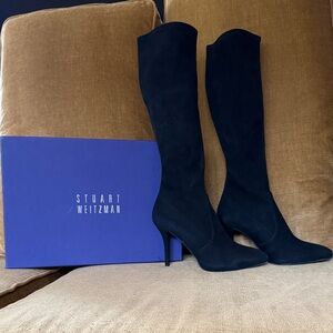 Stuart Weitzman Black Suede Heeled Boots